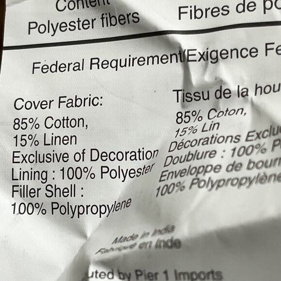 Vintage Pier1 Floral Cotton Linen Throw Pillow 24x13 Bohemian Accent Home Decor - Picture 11 of 11